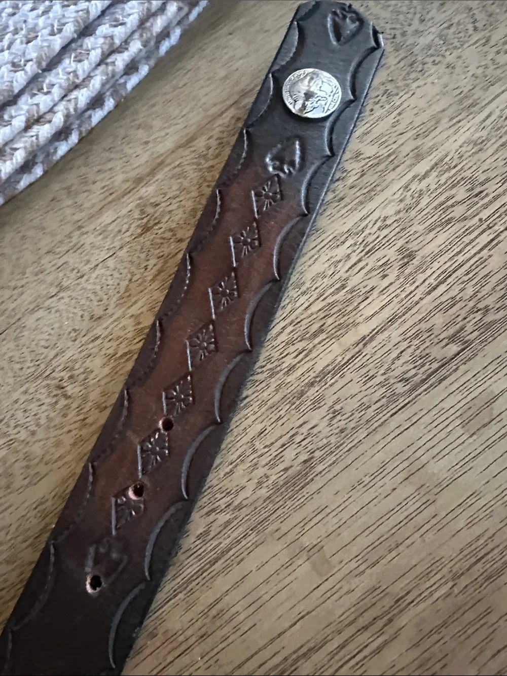 Country Western leather cowboy belt w buckle piranha fish buffalo nickel 44” new